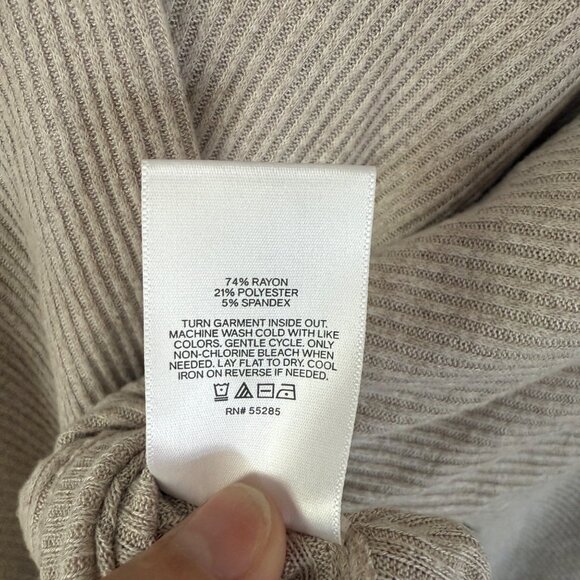 Express Beige Ribbed Wrap Bodysuit Top With Tie Waist Womens L - Picture 4 of 13